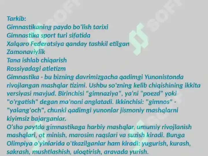 GIMNASTIKANING QISQACHA TARIXI GIMNASTIKA JISMONIY TARBIYA TIZIMIDA GIMNASTIKANING TURLARI 2