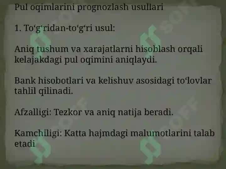 Pul oqimlarini pragnozlash 5