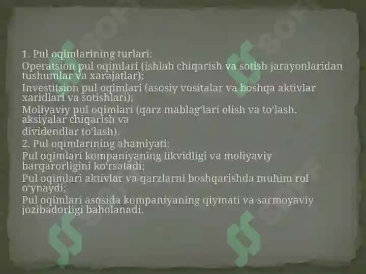 Pul oqimlarini pragnozlash 7