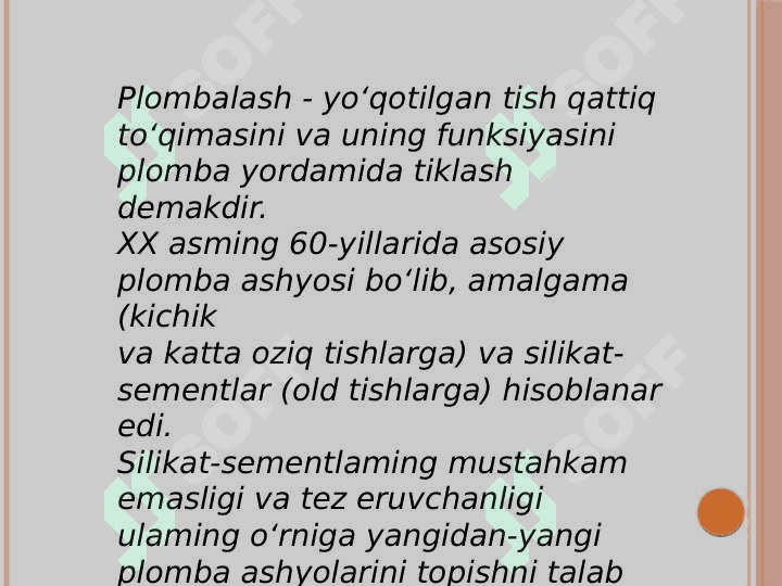 Plomba ashyolari tasnifi 2