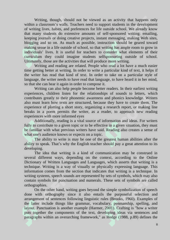 Introduction using Technology to Enhance Foreign Language Writing Instruction in Middle School. 8