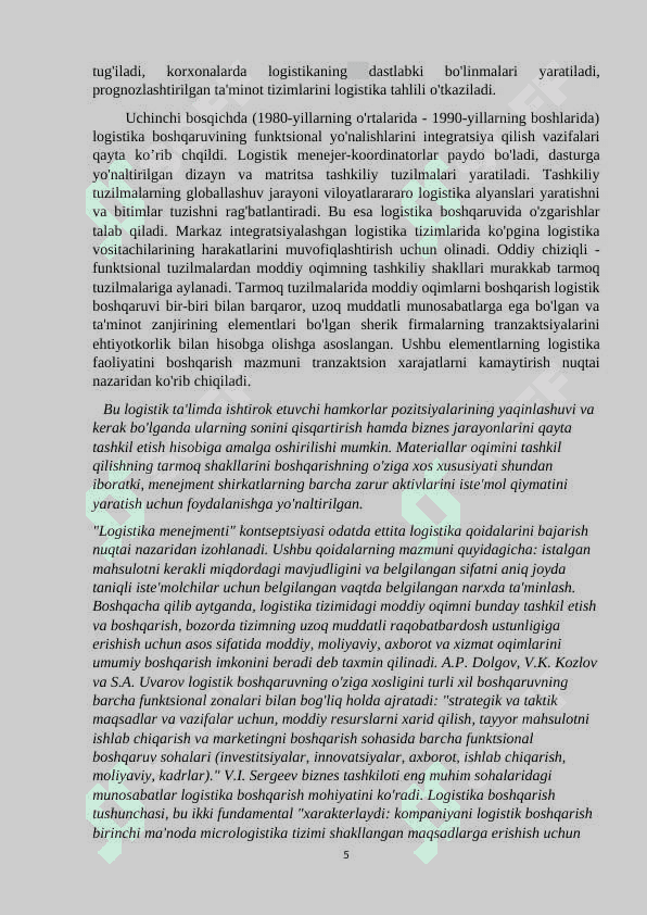 Logistika servis tizimini shakllantirish 5