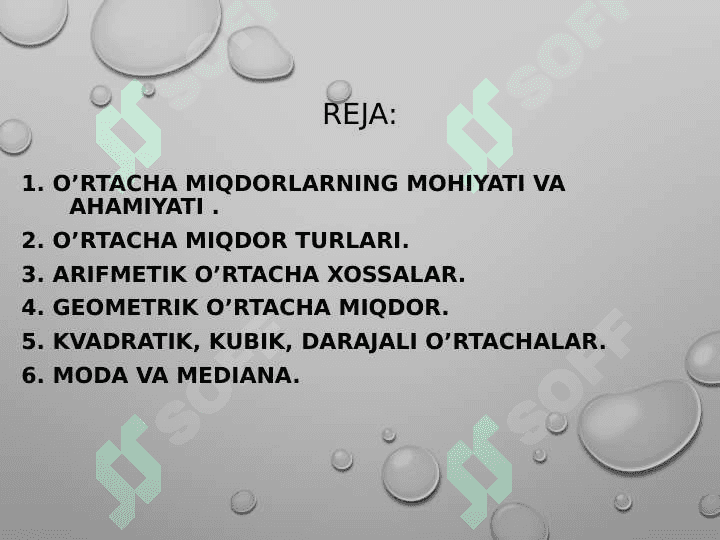 O'RTACHA MIQDORLAR 2