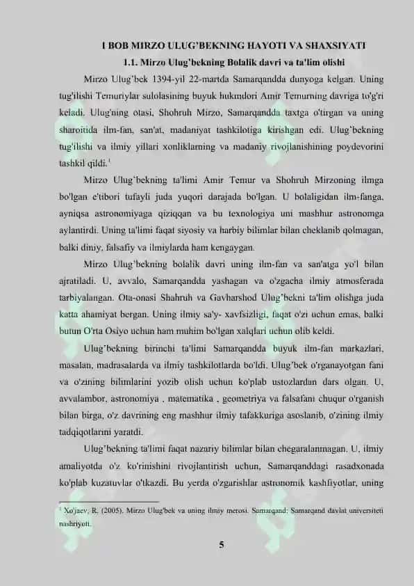 Mirzo Ulug’bek haqida 5