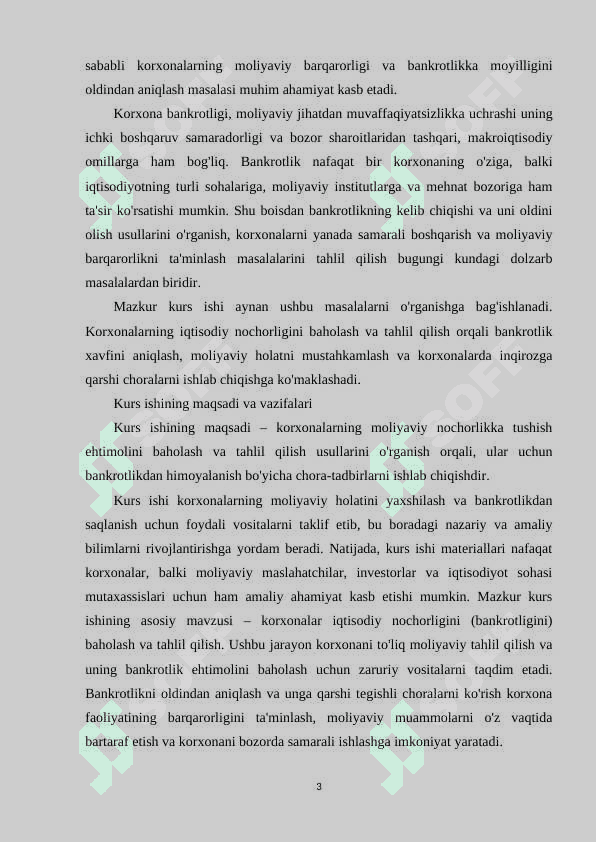 Korxonalar iqtisodiy nochorligi (bankrotligi)ni baholash va tahlil qilish 3