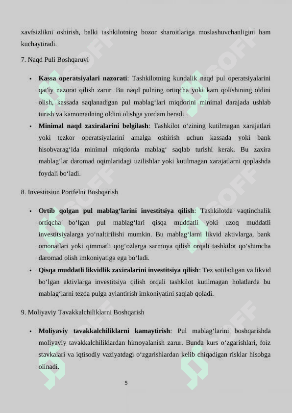 Pul mablag’lari va ularni tahlili. moliya 5