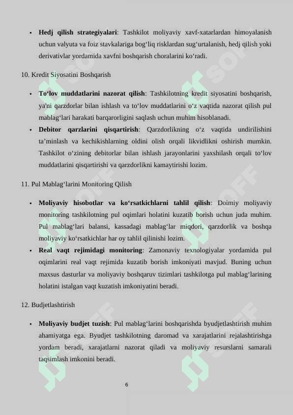 Pul mablag’lari va ularni tahlili. moliya 6