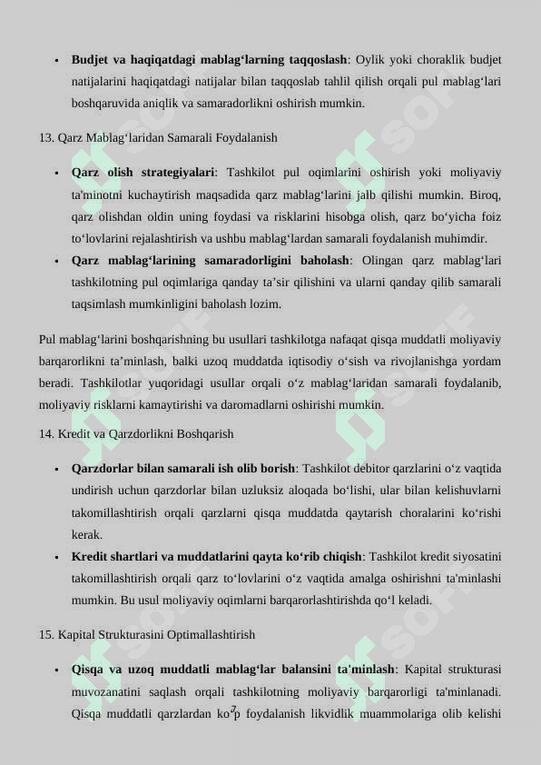 Pul mablag’lari va ularni tahlili. moliya 7