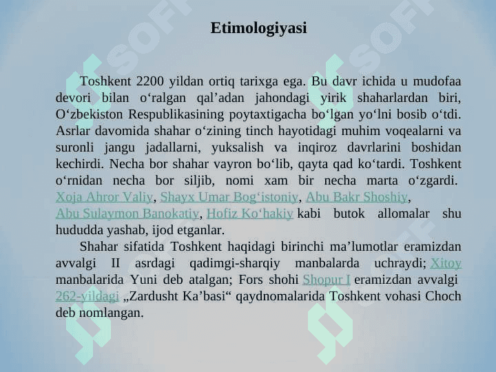 Toshkent – O'zbekistonning poytaxti 7