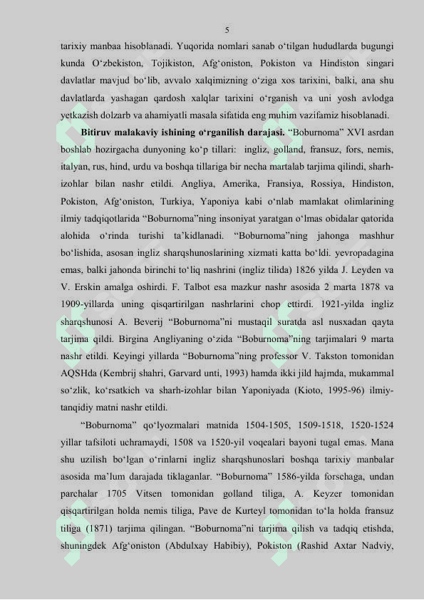 BOBURNOMA” – MUHIM TARIXIY VA ETNOGRAFIK MANBA SIFATIDA 5