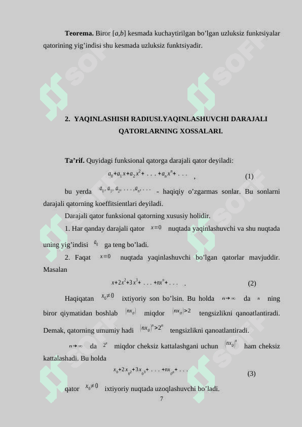 Darajali qatorlar 7