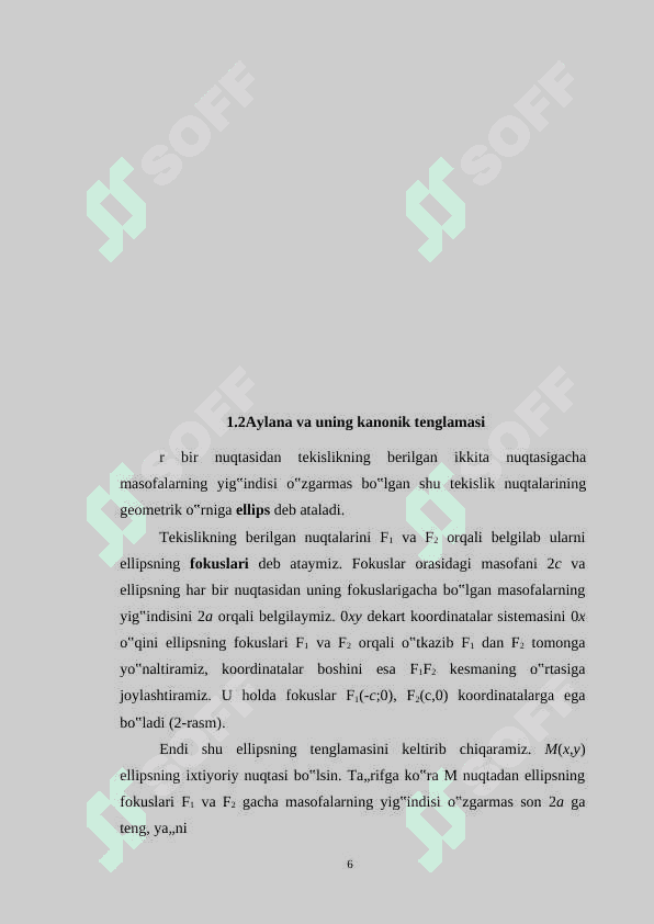 Elips va uning kanonok tenglamalari 6