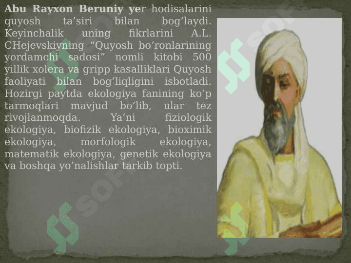 EKOLOGIYANING BOSH VAZIFASI 7