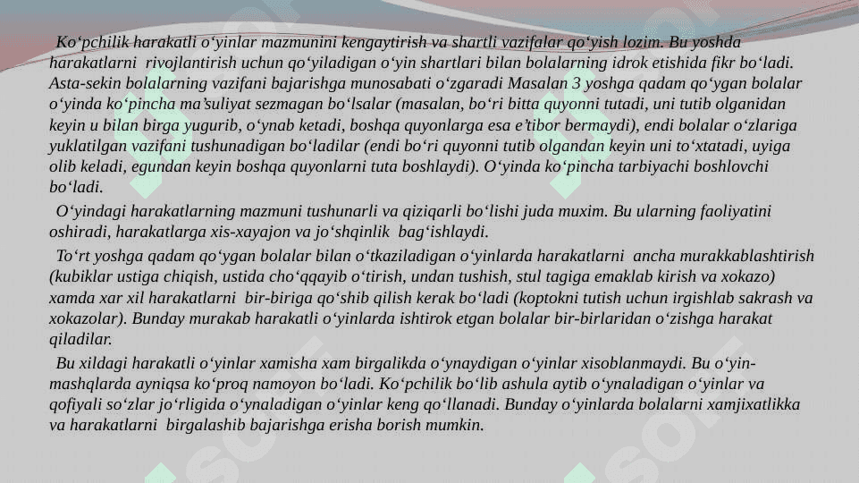 Harakatli vazifalar va bajarish holatlari 5