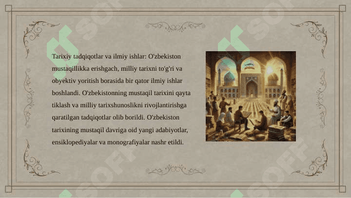 O'zbekiston milliy qadriyatlar va tarixni tiklash borasida amalga oshirilgan islohotlar mazmuni 3