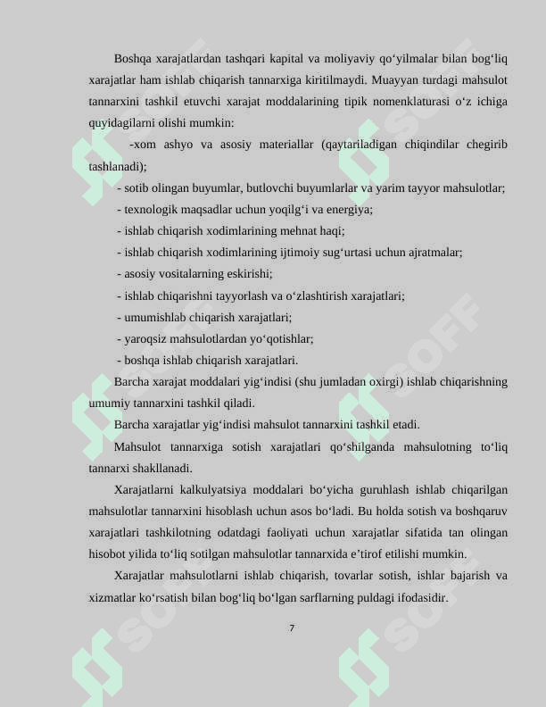 Materiallar xarajatining hisobi 7