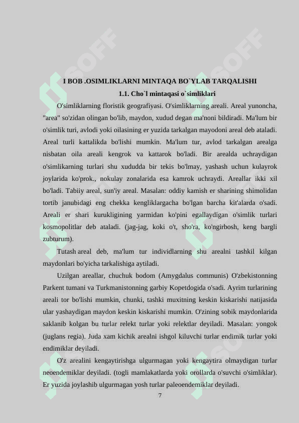 O’simliklarning mintaqalar bo’yicha taqsimlanish 6