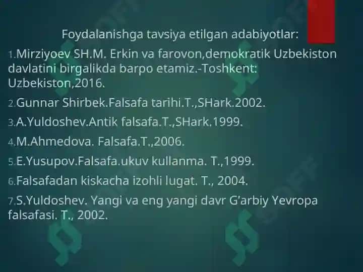 O'rta asrlar, yangi davr Yevropa falsafasi. XX-asr Jahon falsafiy tafakkur rivoji 3