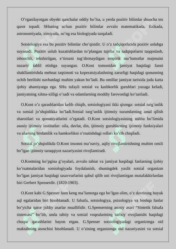 Sotsiologiya mustaqil fan sifatida G'arbiy Yevropada vujudga kelishi va uning rivojlanish bosqichlari 4