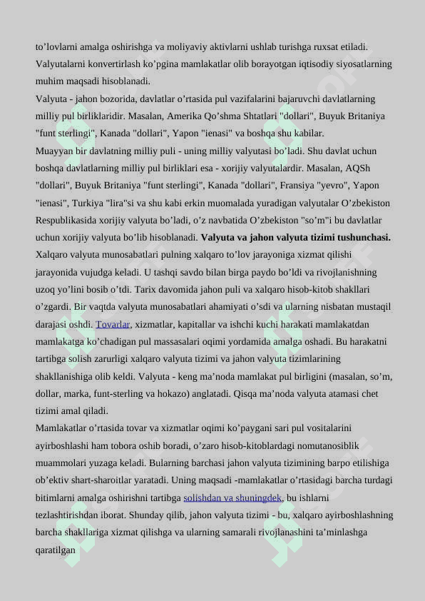 Jahon valyuta tizimi va uning elementlari. 7