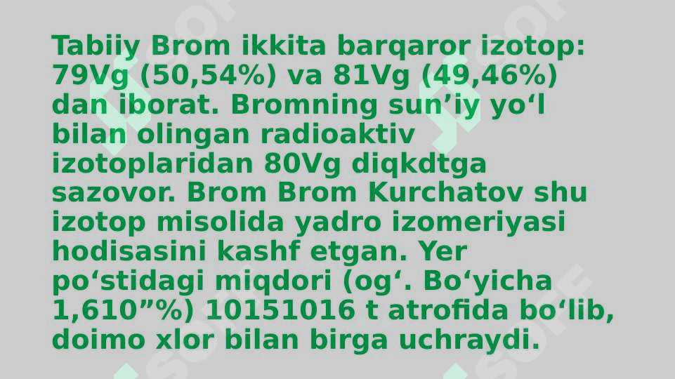 BROM, YOD VA ULARNING XOSSALARI. 4