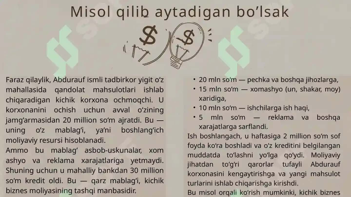 Kichik biznes moliyasi 4