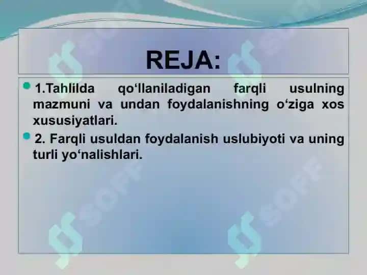 Farqli usullar tahlili 2