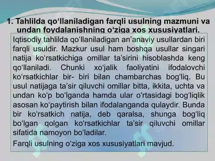 Farqli usullar tahlili 3