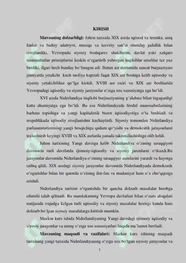 Niderlandiyada Ijtimoiy-Iqtisodiy Vaziyat mavzusida Kurs ishi 3