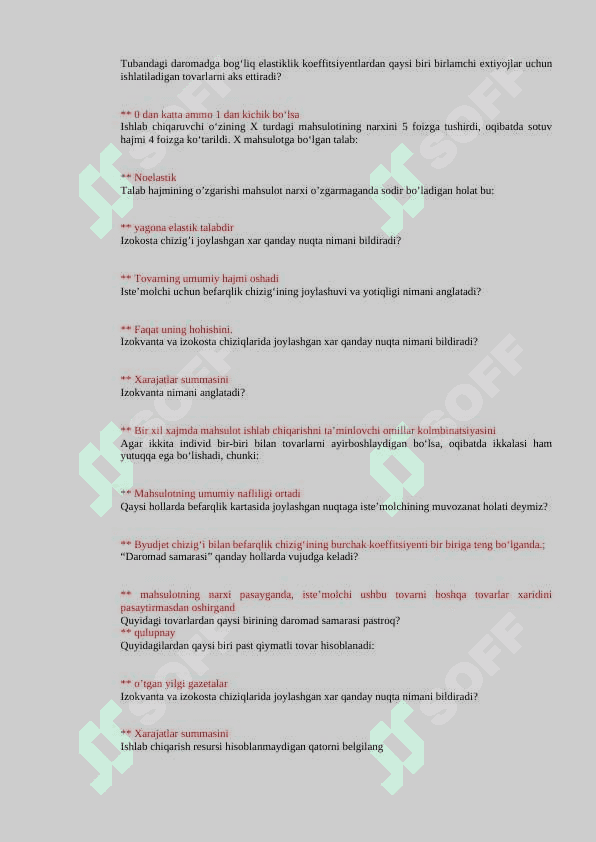 Mikroiqtisodiyot fanidan test savollari va javoblari. 3