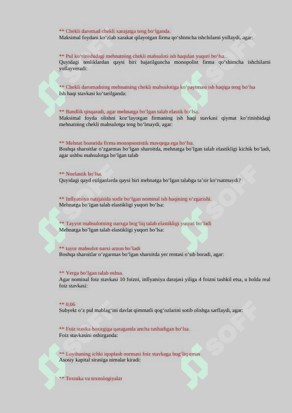 Mikroiqtisodiyot fanidan test savollari va javoblari. 7