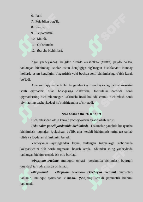 EXCELDA LISTLAR BILAN ISHLASH 3