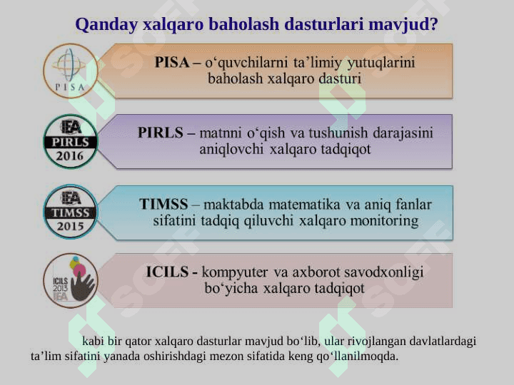 Ta’lim sifati monitoringini tashkil etish va o‘tkazishda xalqaro PISA baholash dasturidan foydalanish 5