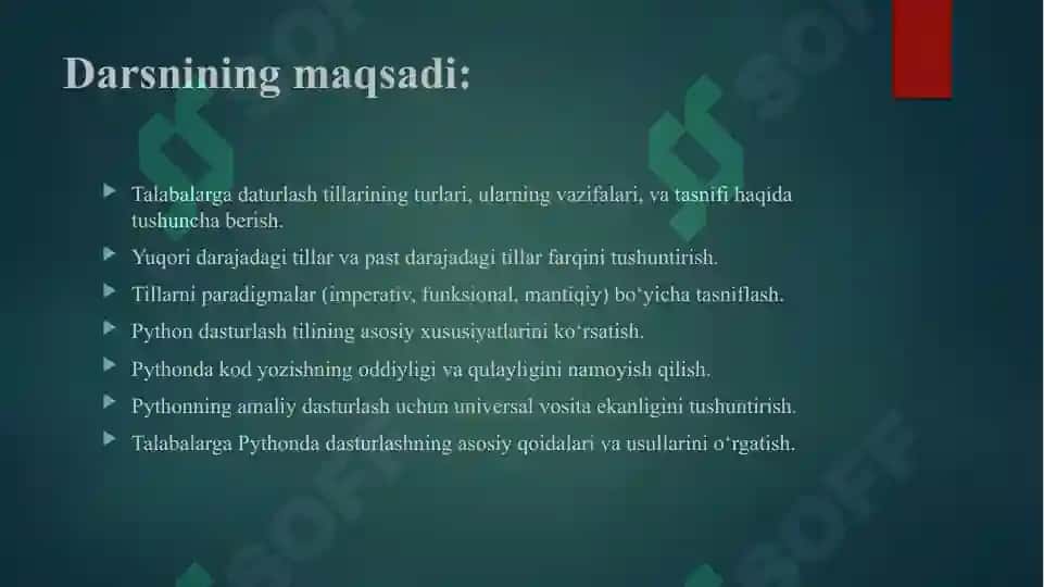 Dasturlash tillarining turlari 2