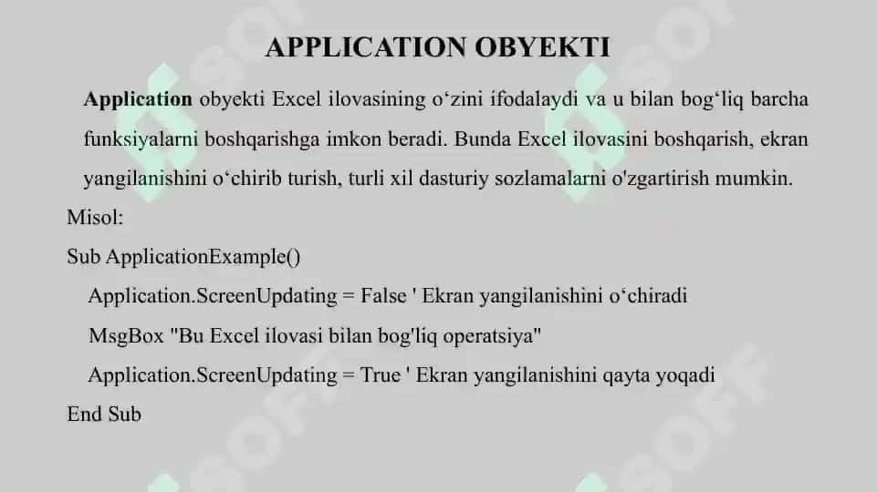 Microsoft Excel Ob'yektlarini ishlatish 3