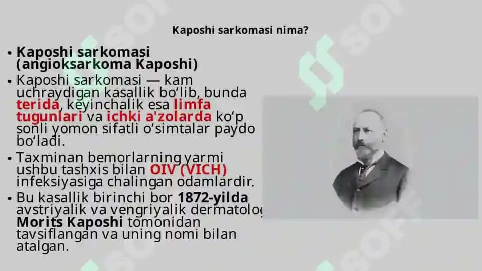 Kaposhining sarkomasi. 2