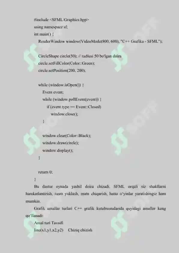C++ DA GARFIKA BILAN ISHLASH 6