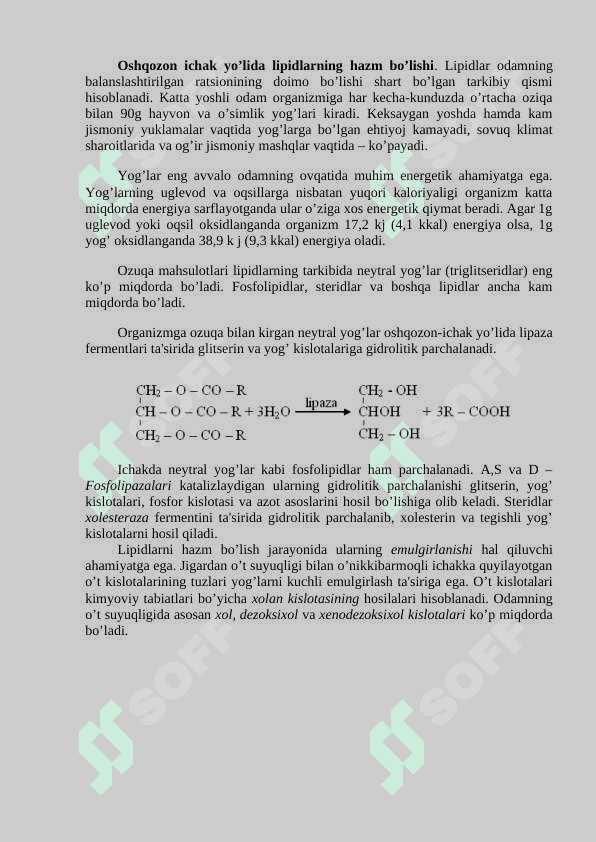 Lipidlarning almashinuvi. 2