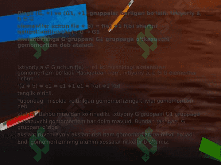 Gomomorfizm xossalari va morfizm 2