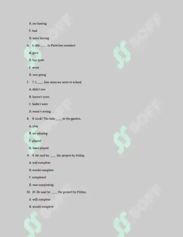 English Tenses Test Pack — 100 B2 Questions 2