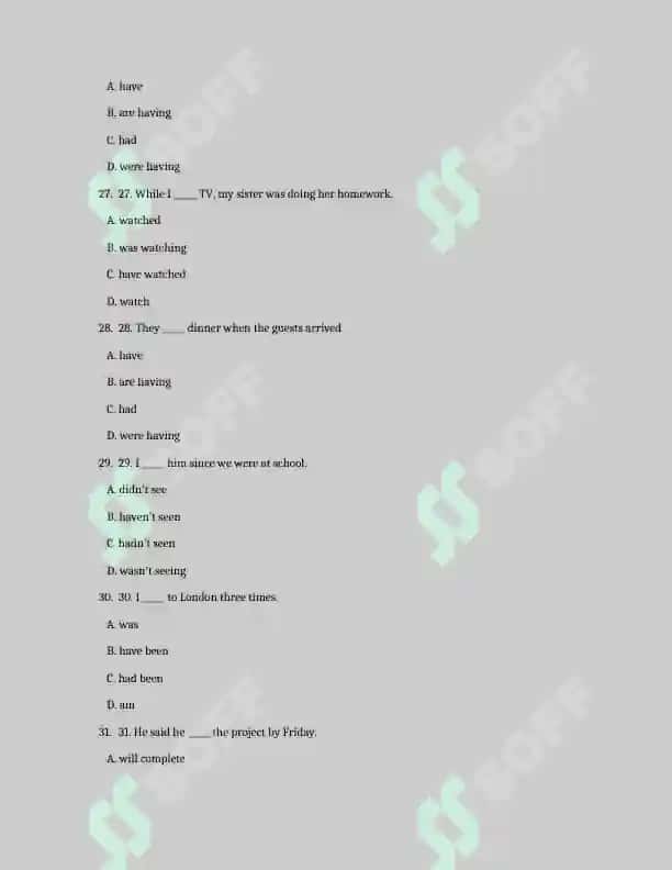 English Tenses Test Pack — 100 B2 Questions 6