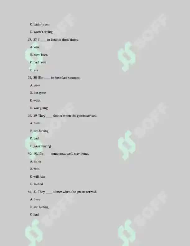 English Tenses Test Pack — 100 B2 Questions 8