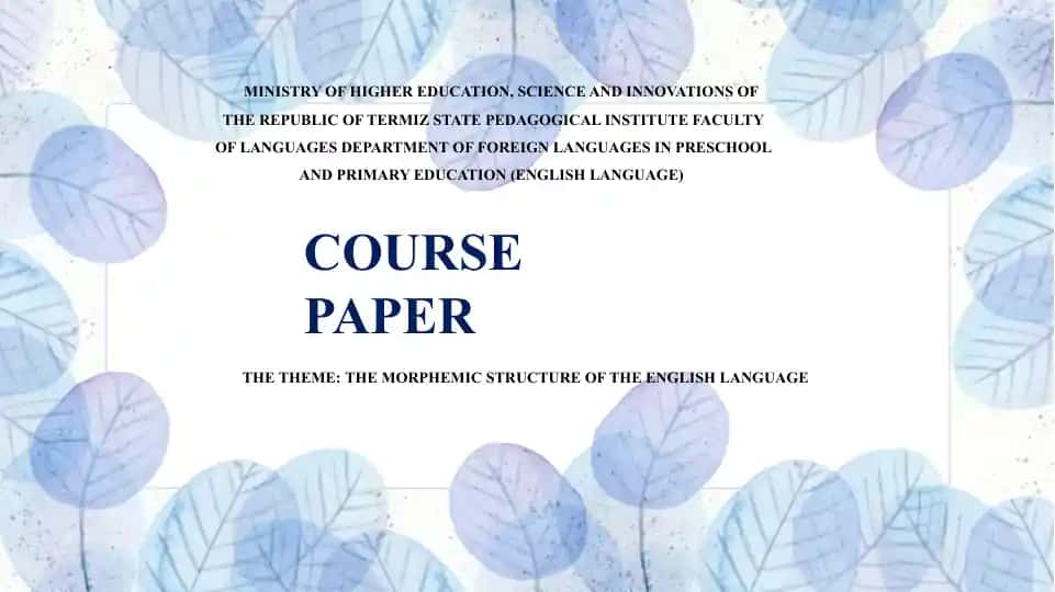 THE MORPHEMIC STRUCTURE OF THE ENGLISH LANGUAGE
