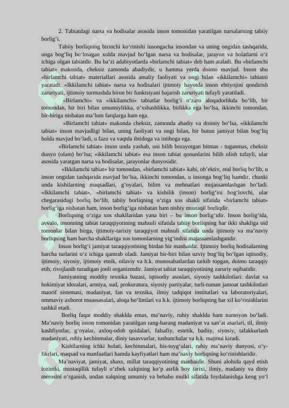 Borliq (ontologiya) va rivojlanish falsafasi. 2
