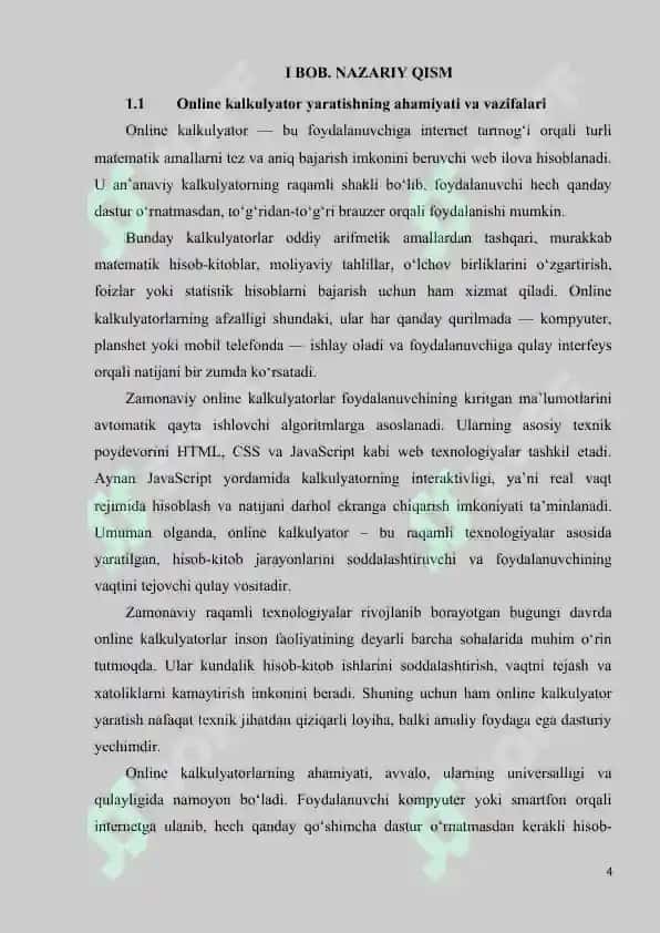 Online kalkulyator yaratish 4