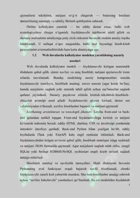 Online kalkulyator yaratish 7
