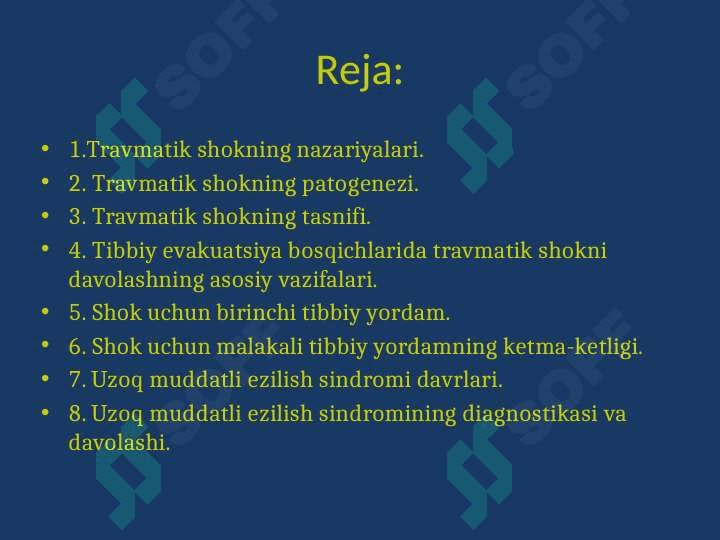 Travmatik shok. Uzoq muddatli siqilish sindromi . 2