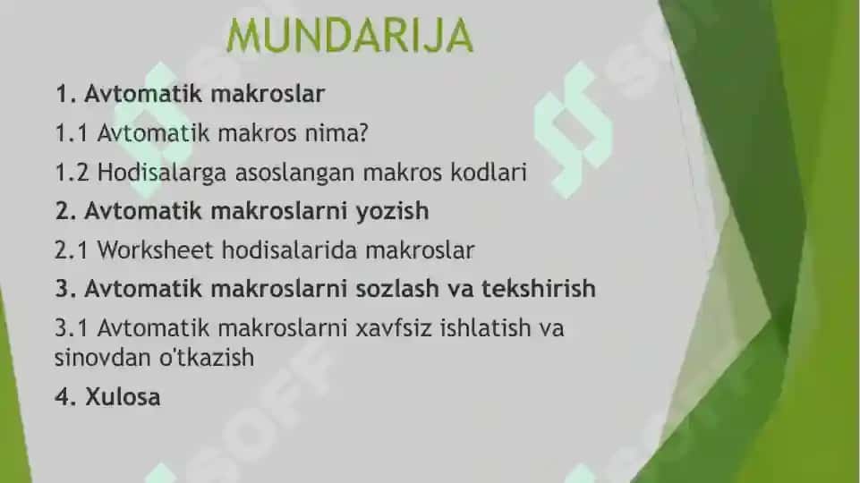 Avtomatik tarzda bajariluvchi makroslar 2