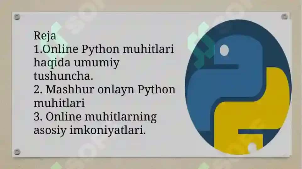 Online python muhitlari bilan ishlash 2