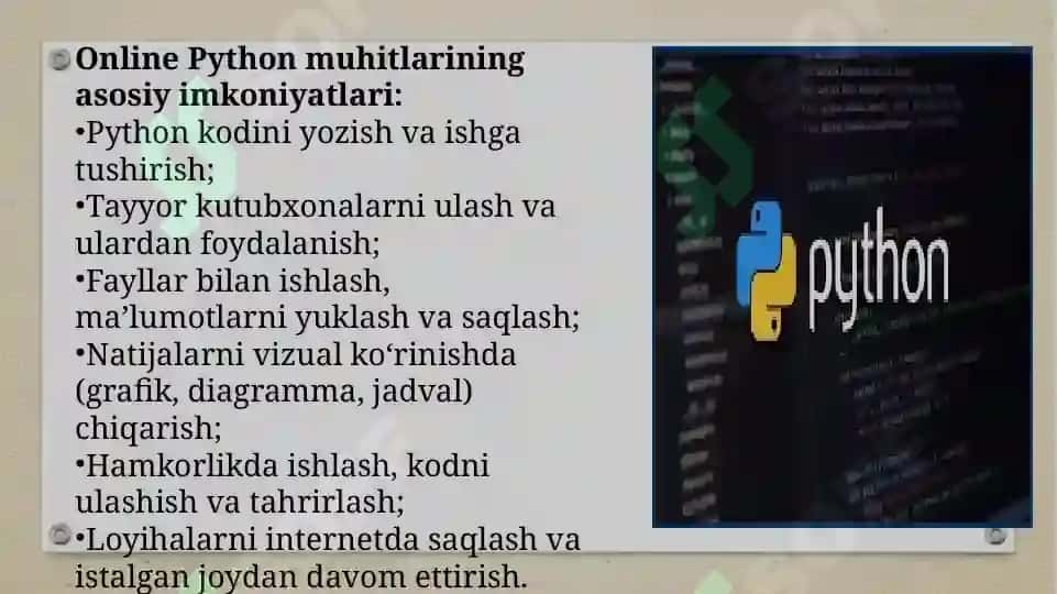 Online python muhitlari bilan ishlash 8